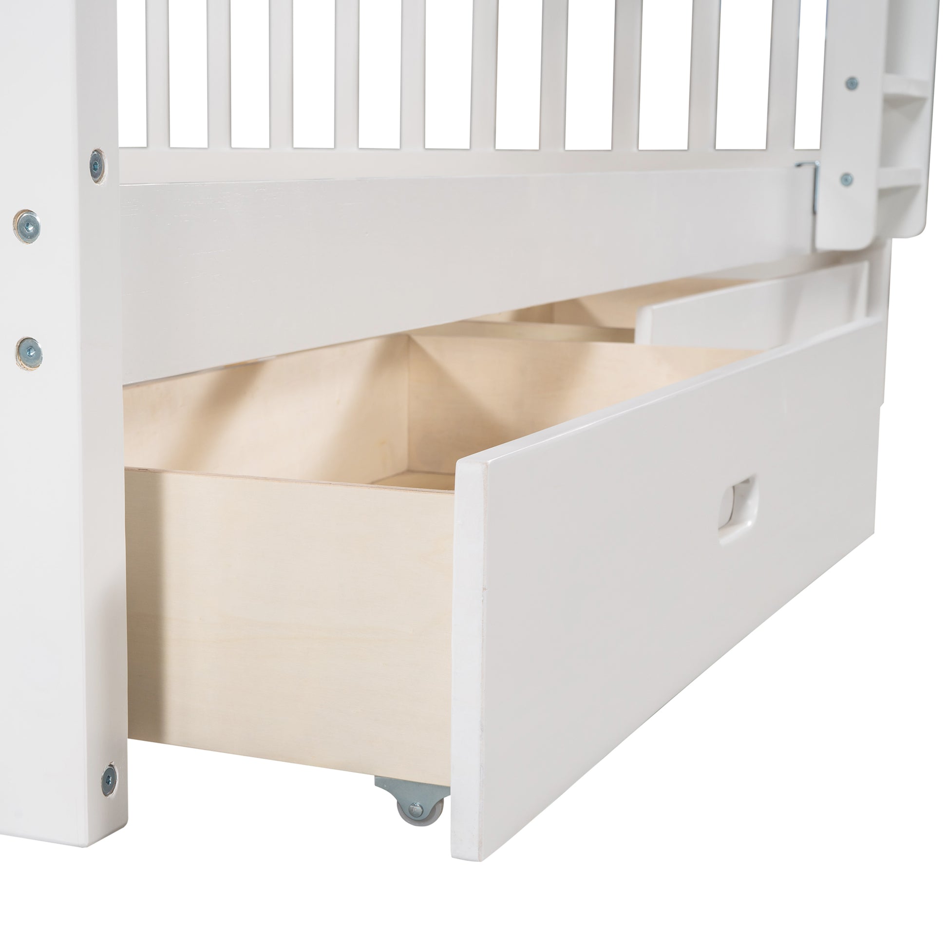 Full Over Full Bunk Bed With Ladders And Two Storage Drawers White Old Sku:Lt000365Aak White Solid Wood