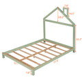 Full Size Wood Platform Bed With House Shaped Headboard Green Green Solid Wood