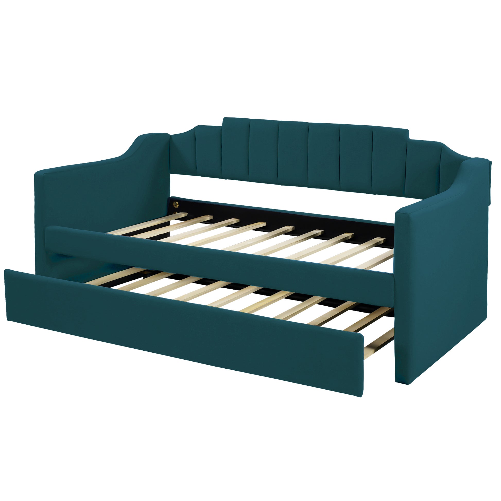 Upholstered Twin Daybed With Trundle,Green Old Sku:Sm000218Aaf Green Upholstered