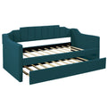 Upholstered Twin Daybed With Trundle,Green Old Sku:Sm000218Aaf Green Upholstered