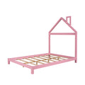 Full Size Wood Platform Bed With House Shaped Headboard Pink Pink Solid Wood