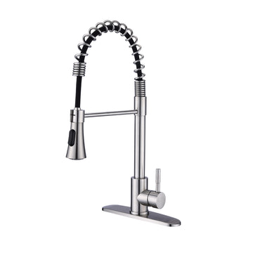 Commercial Kitchen Sink Faucet With Deck Plate Brushed Nickel Brushed Nickel Stainless Steel