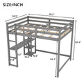 Full Size Loft Bed With Built In Desk And Shelves,Gray Gray Pine