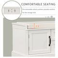 Storage Bench With 2 Drawers And 2 Cabinets, Shoe Bench With Removable Cushion For Living Room, Entryway White White Solid Wood