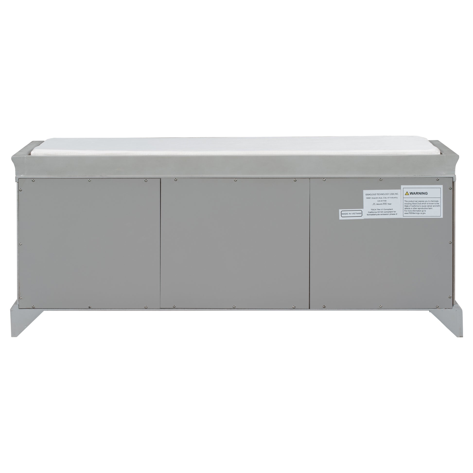 Storage Bench With 2 Drawers And 2 Cabinets, Shoe Bench With Removable Cushion For Living Room, Entryway Gray Wash Gray Wash Solid Wood