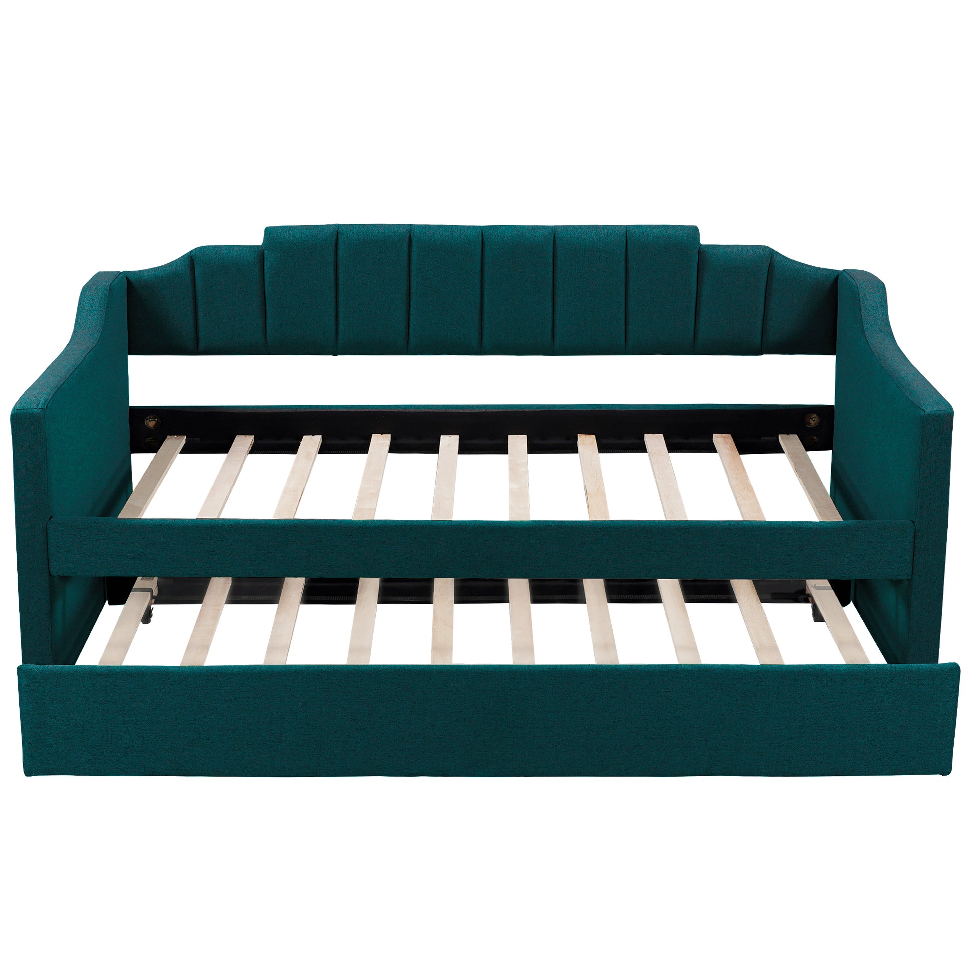 Upholstered Twin Daybed With Trundle,Green Old Sku:Sm000218Aaf Green Upholstered