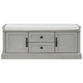 Storage Bench With 2 Drawers And 2 Cabinets, Shoe Bench With Removable Cushion For Living Room, Entryway Gray Wash Gray Wash Solid Wood