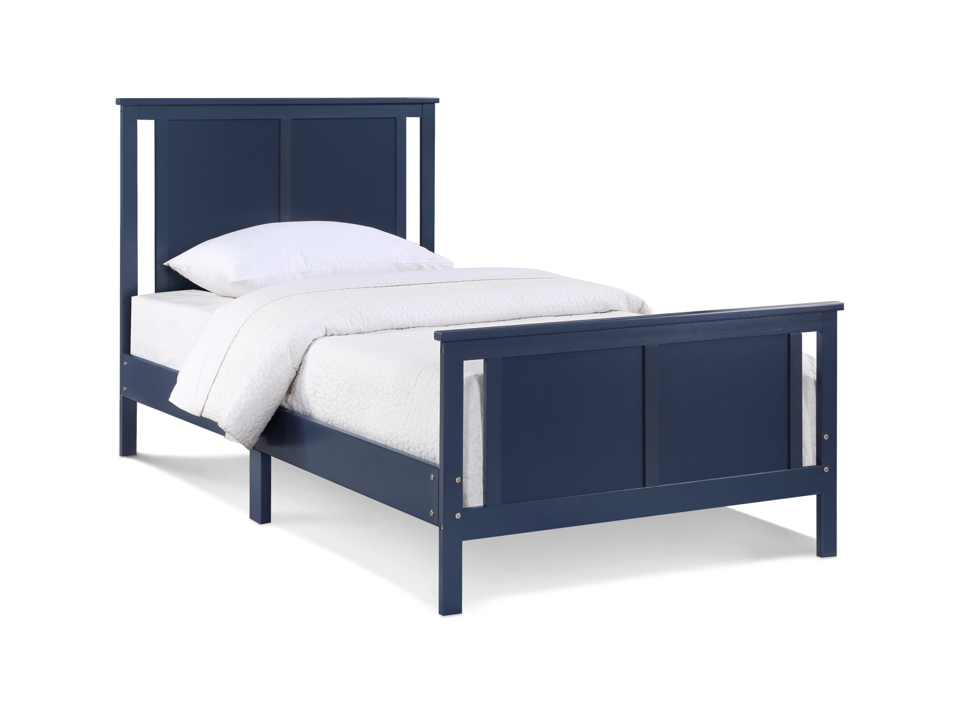 Connelly Twin Bed Midnight Blue Vintage Walnut Dark Blue Solid Wood