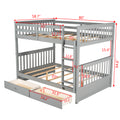 Full Over Full Bunk Bed With Ladders And Two Storage Drawers Gray Old Sku:Lt000365Aae Gray Solid Wood