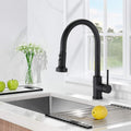 Stainless Steel Pull Down Kitchen Faucet With Soap Dispenser Matte Black Matte Black Stainless Steel