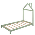 Twin Size Wood Platform Bed With House Shaped Headboard Green Green Solid Wood