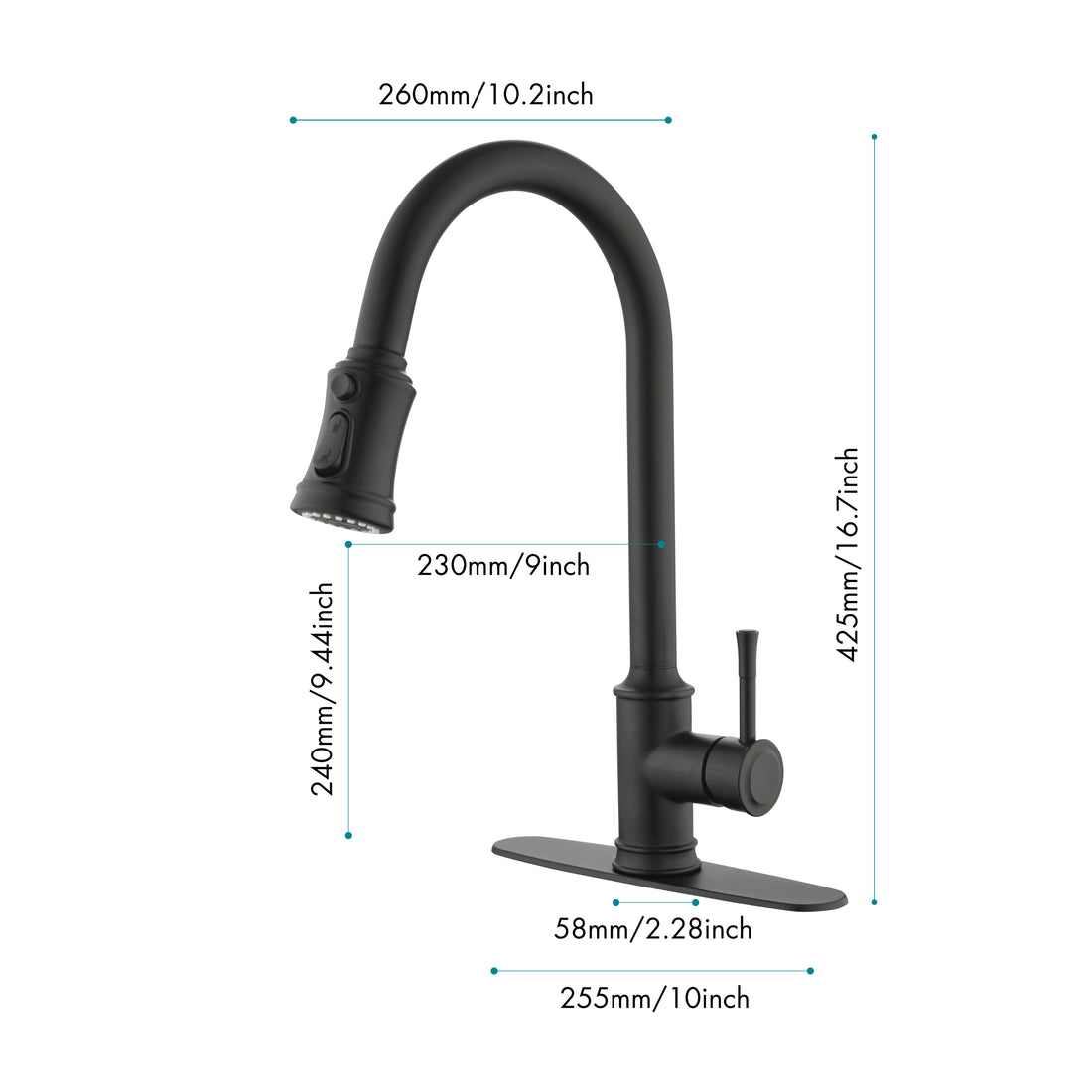 Single Handle High Arc Pull Out Kitchen Faucet,Single Level Stainless Steel Kitchen Sink Faucets With Pull Down Sprayer Matt Black Stainless Steel