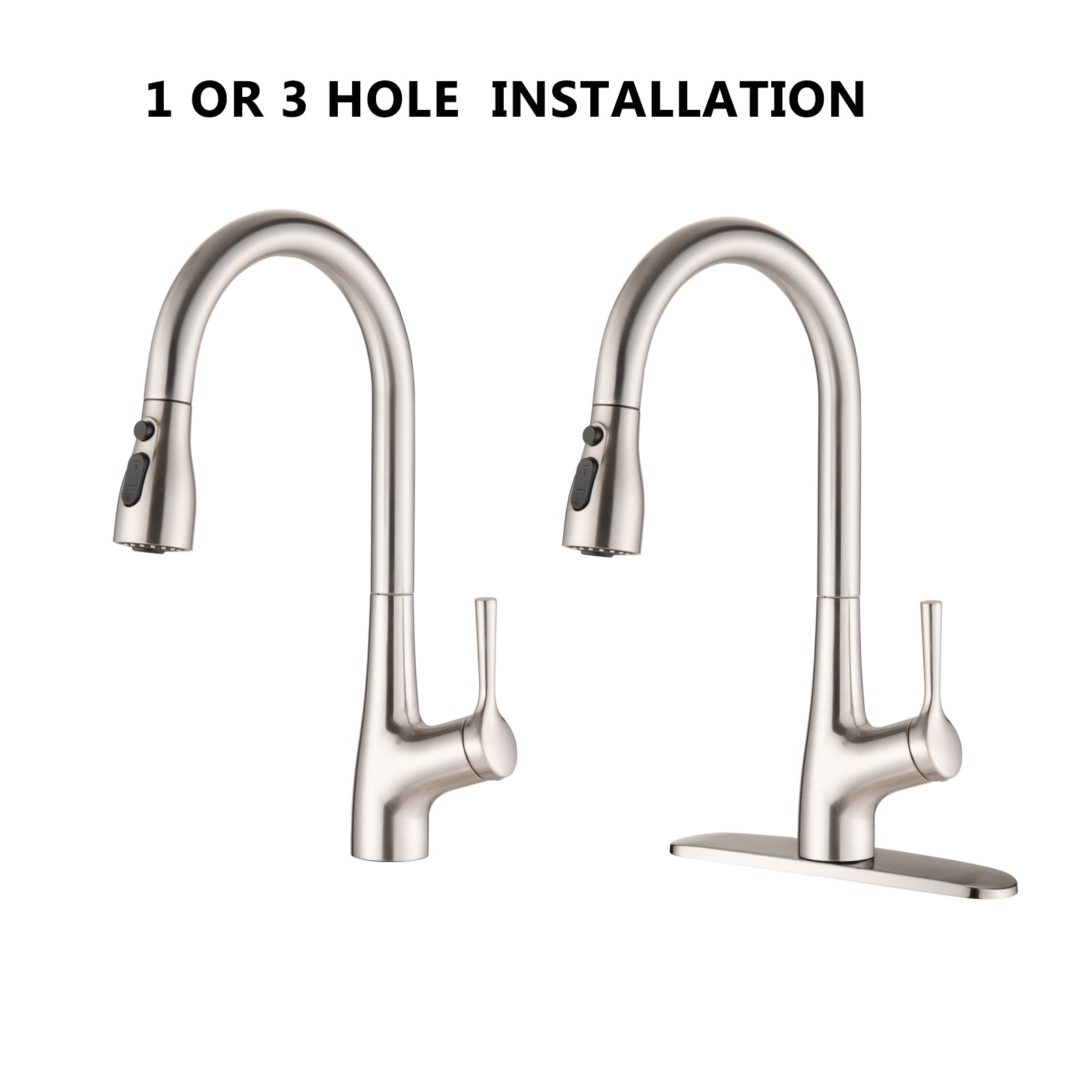 Single Handle Pull Down Kitchen Sink Faucet Brushed Nickel Brushed Nickel Brass