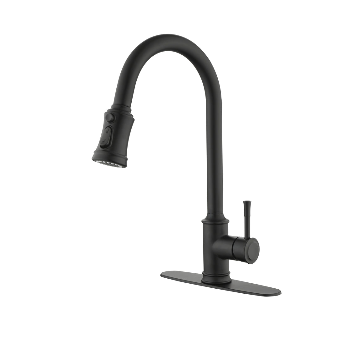 Single Handle High Arc Pull Out Kitchen Faucet,Single Level Stainless Steel Kitchen Sink Faucets With Pull Down Sprayer Matt Black Stainless Steel