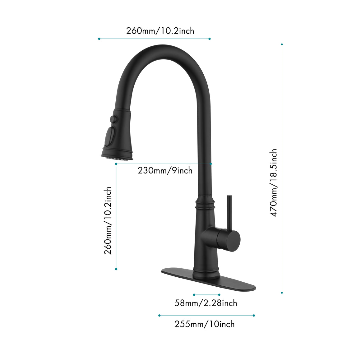 Single Handle High Arc Pull Out Kitchen Faucet,Single Level Stainless Steel Kitchen Sink Faucets With Pull Down Sprayer Matt Black Stainless Steel