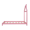 Twin Size Wood Platform Bed With House Shaped Headboard Pink Pink Solid Wood