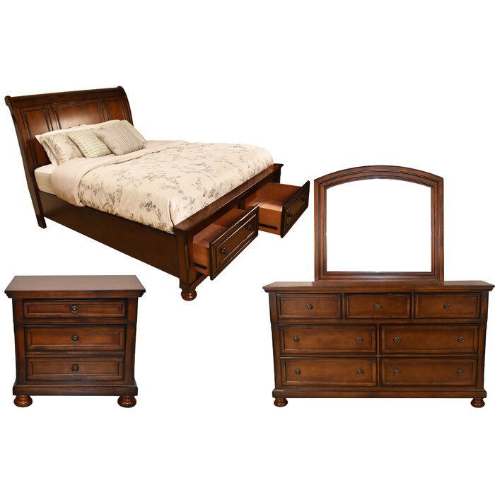 Baltimore Queen 5 Pc Storage Bedroom Set Made With Wood In Dark Walnut Dark Brown Transitional Wood