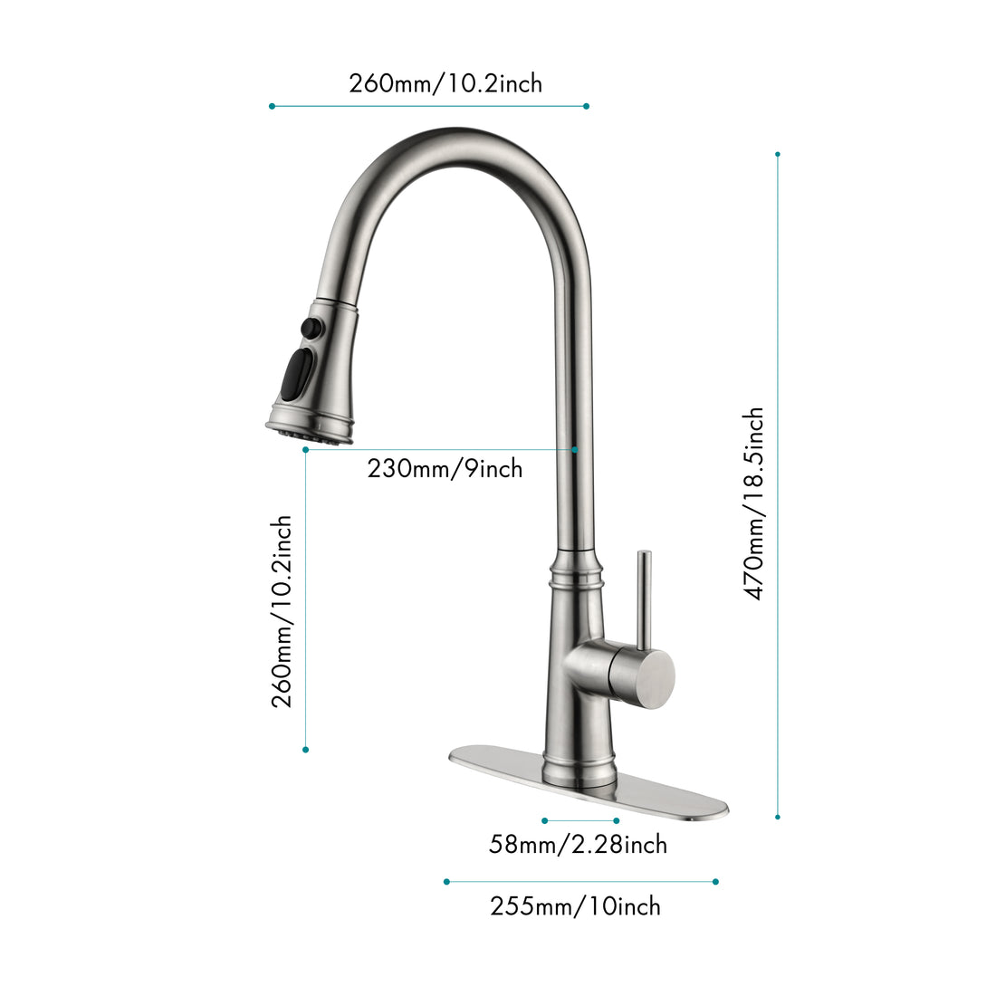 Single Handle High Arc Pull Out Kitchen Faucet,Single Level Stainless Steel Kitchen Sink Faucets With Pull Down Sprayer Brushed Nickel Stainless Steel