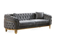 2 Pc Livingroom Set In Grey And Gold With Fabric Button Tufted Velvet Upholstery Finish Grey Polyester 5 Seat