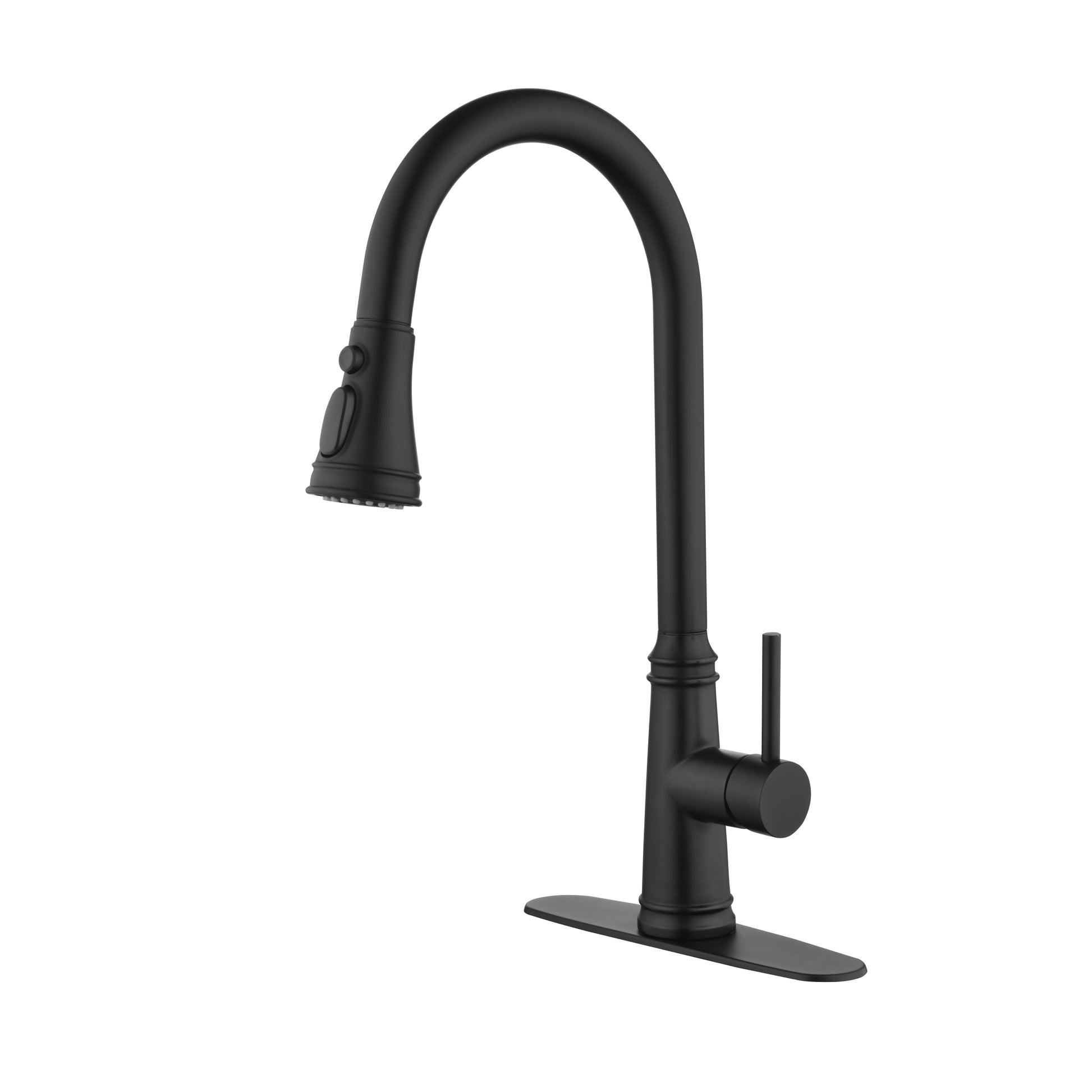 Single Handle High Arc Pull Out Kitchen Faucet,Single Level Stainless Steel Kitchen Sink Faucets With Pull Down Sprayer Matt Black Stainless Steel