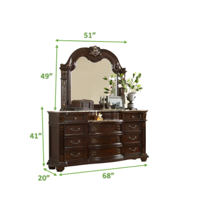 Traditional Style 11 Drawer Dresser With Metal Handle Pulls Made With Wood In Dark Walnut Dark Brown Drawer 5 Drawers & Above Bedroom Contemporary,Modern Walnut Solid Wood Mdf Wood