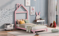 Twin Size Wood Platform Bed With House Shaped Headboard Pink Pink Solid Wood