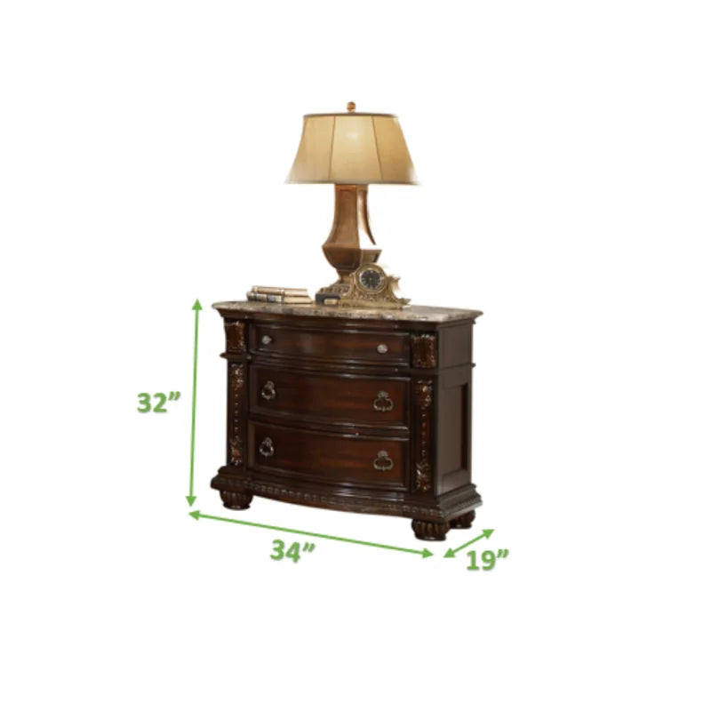 Traditional Style 3 Drawer Nightstand Made With Wood In Dark Walnut Dark Brown 2 Drawers Bedside Cabinet Traditional Drawers Solid Wood Mdf Wood