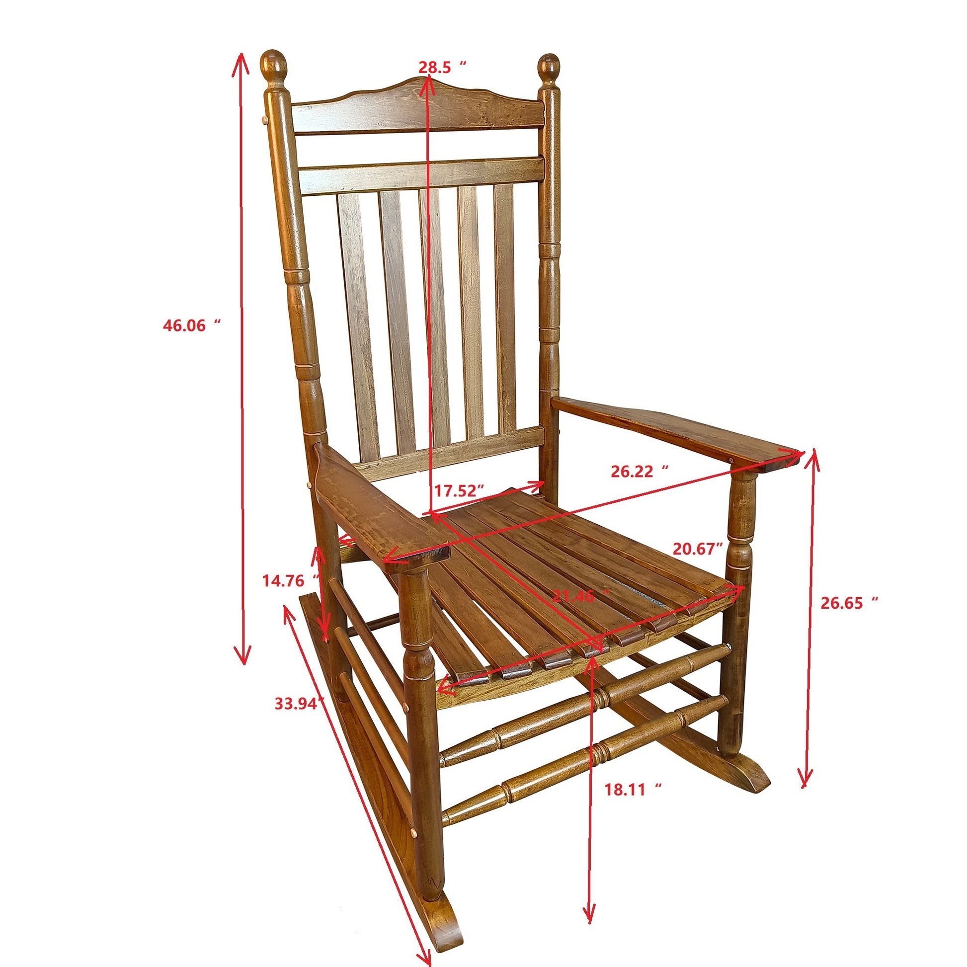 Balcony Porch Adult Rocking Chair Oak Oak Solid Wood