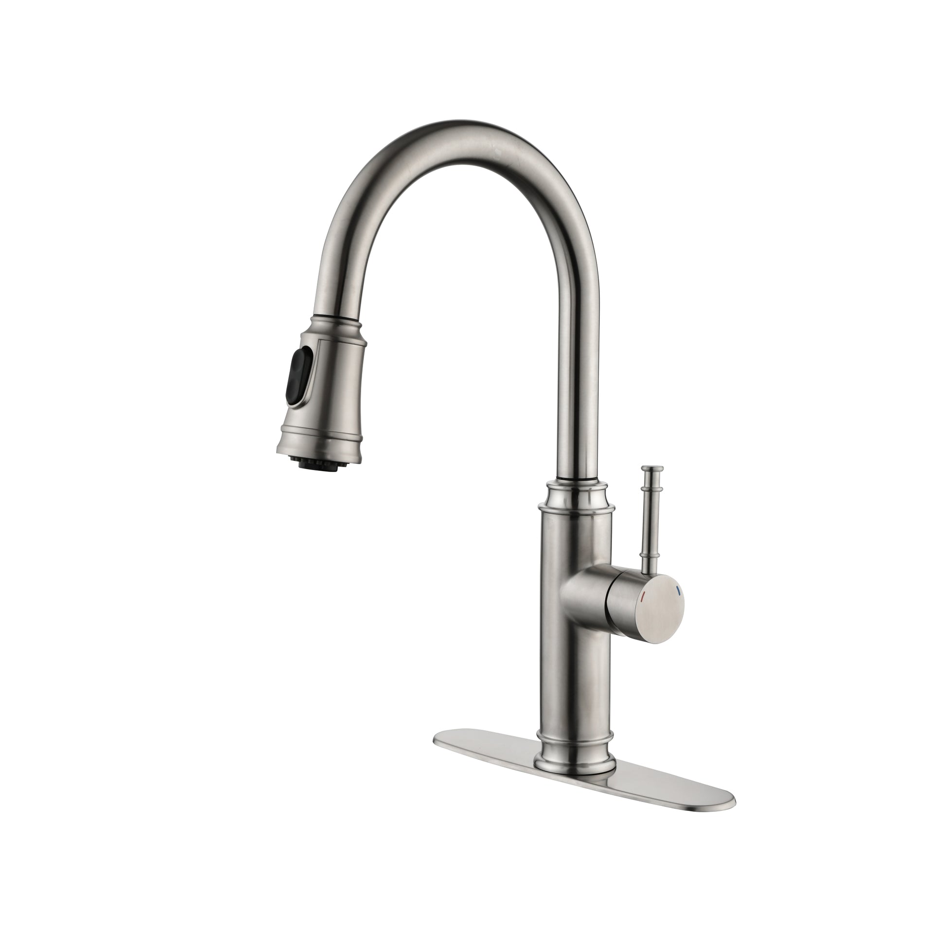 Single Handle High Arc Pull Out Kitchen Faucet,Single Level Stainless Steel Kitchen Sink Faucets With Pull Down Sprayer Brushed Nickel Stainless Steel