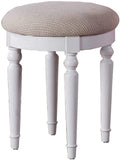Bedroom Contemporary Vanity Set W Foldable Mirror Stool Drawers White Color White White Vanity Stools Bedroom Round Classic,Contemporary Padded Seat Rubberwood Solid Wood