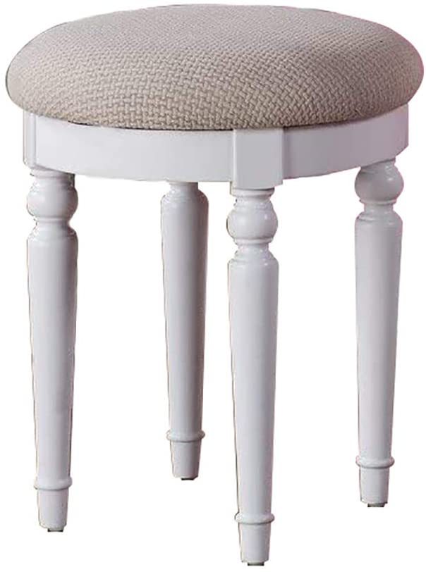 Bedroom Contemporary Vanity Set W Foldable Mirror Stool Drawers White Color White White Vanity Stools Bedroom Round Classic,Contemporary Padded Seat Rubberwood Solid Wood