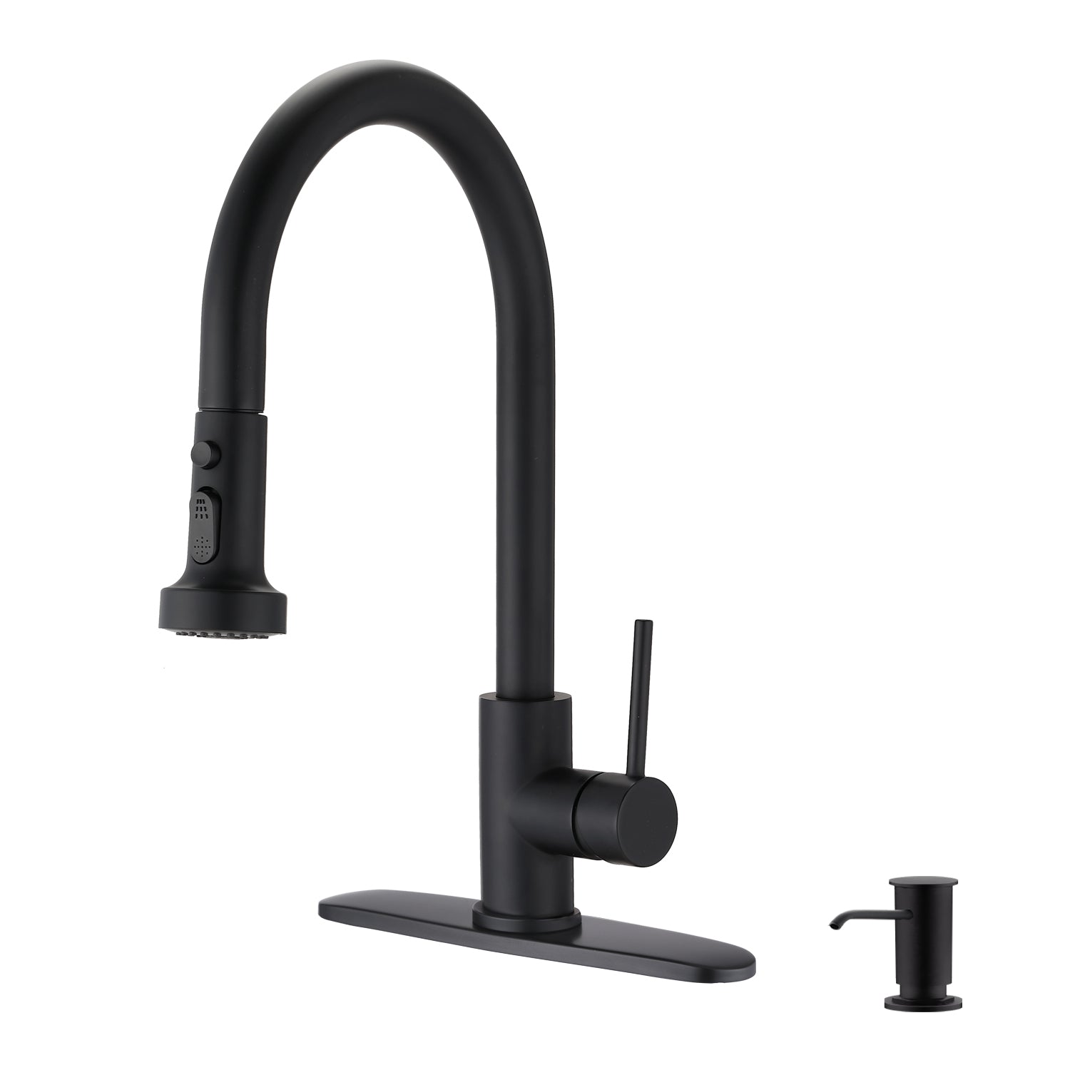 Stainless Steel Pull Down Kitchen Faucet With Soap Dispenser Matte Black Matte Black Stainless Steel