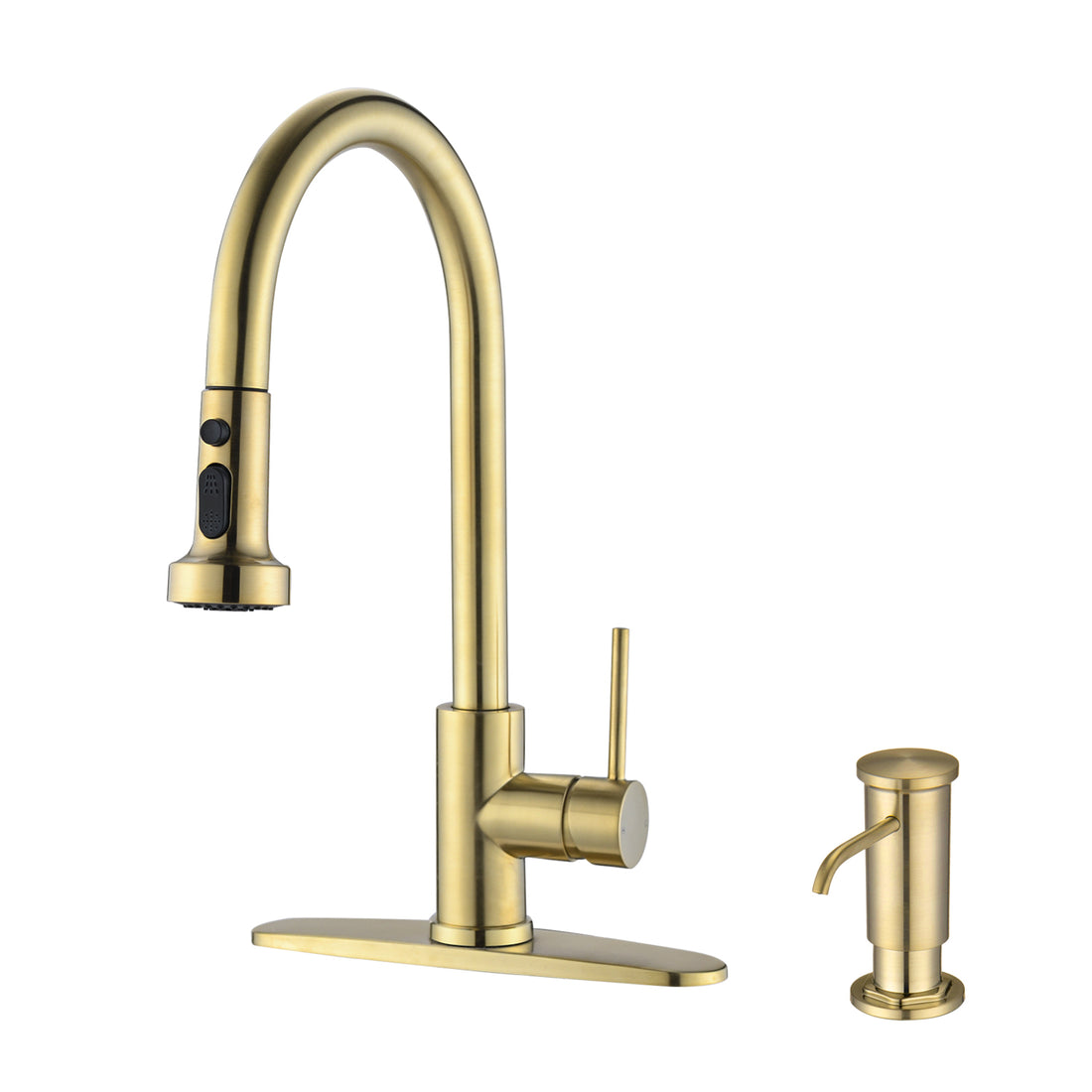 Stainless Steel Pull Down Kitchen Faucet With Soap Dispenser Brushed Gold Brushed Gold Stainless Steel