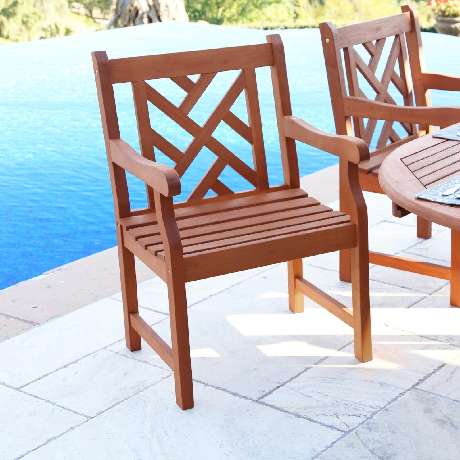 Malibu Outdoor Garden Armchair Brown Solid Wood