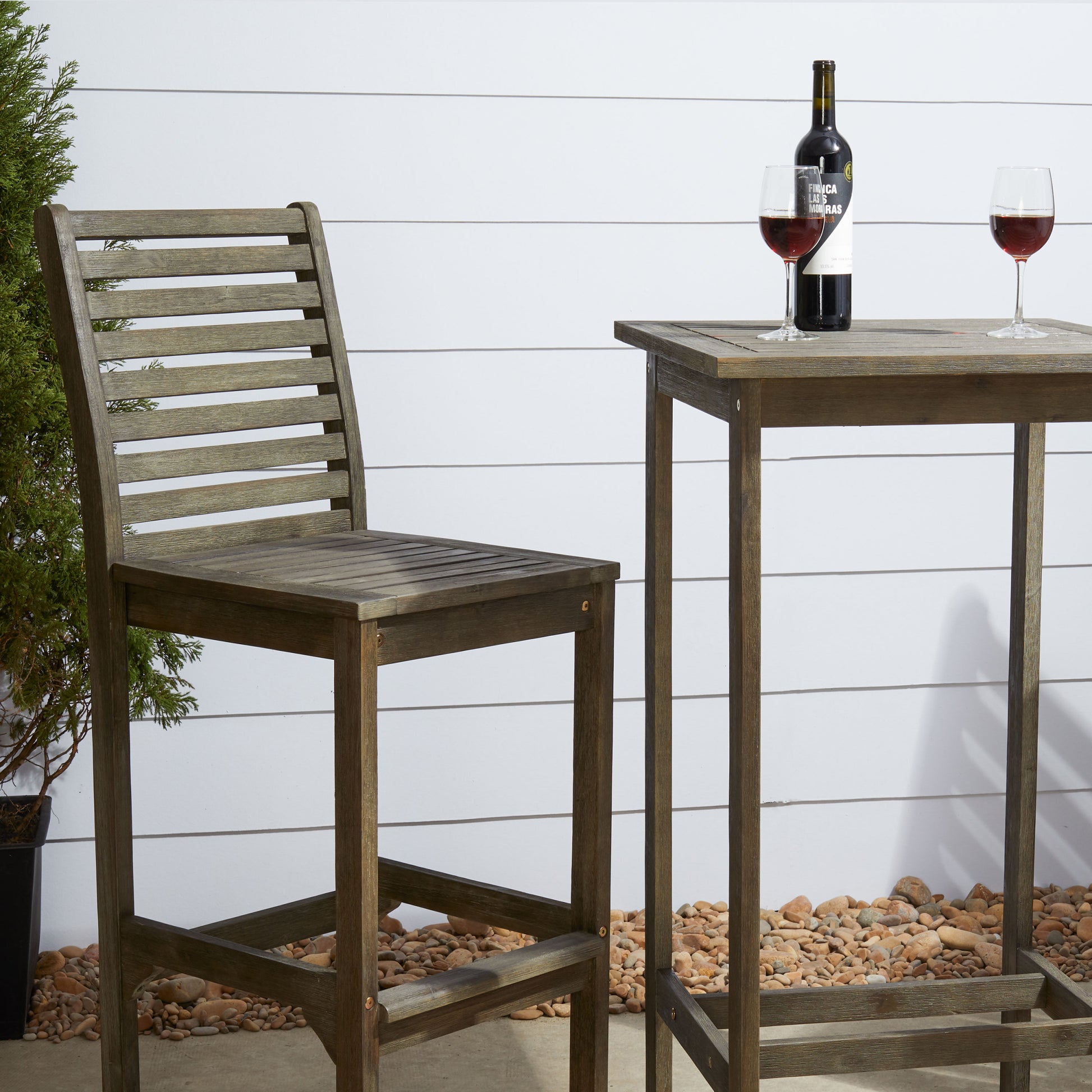 Renaissance Outdoor Patio Hand Scraped Wood Bar Table Teak Solid Wood