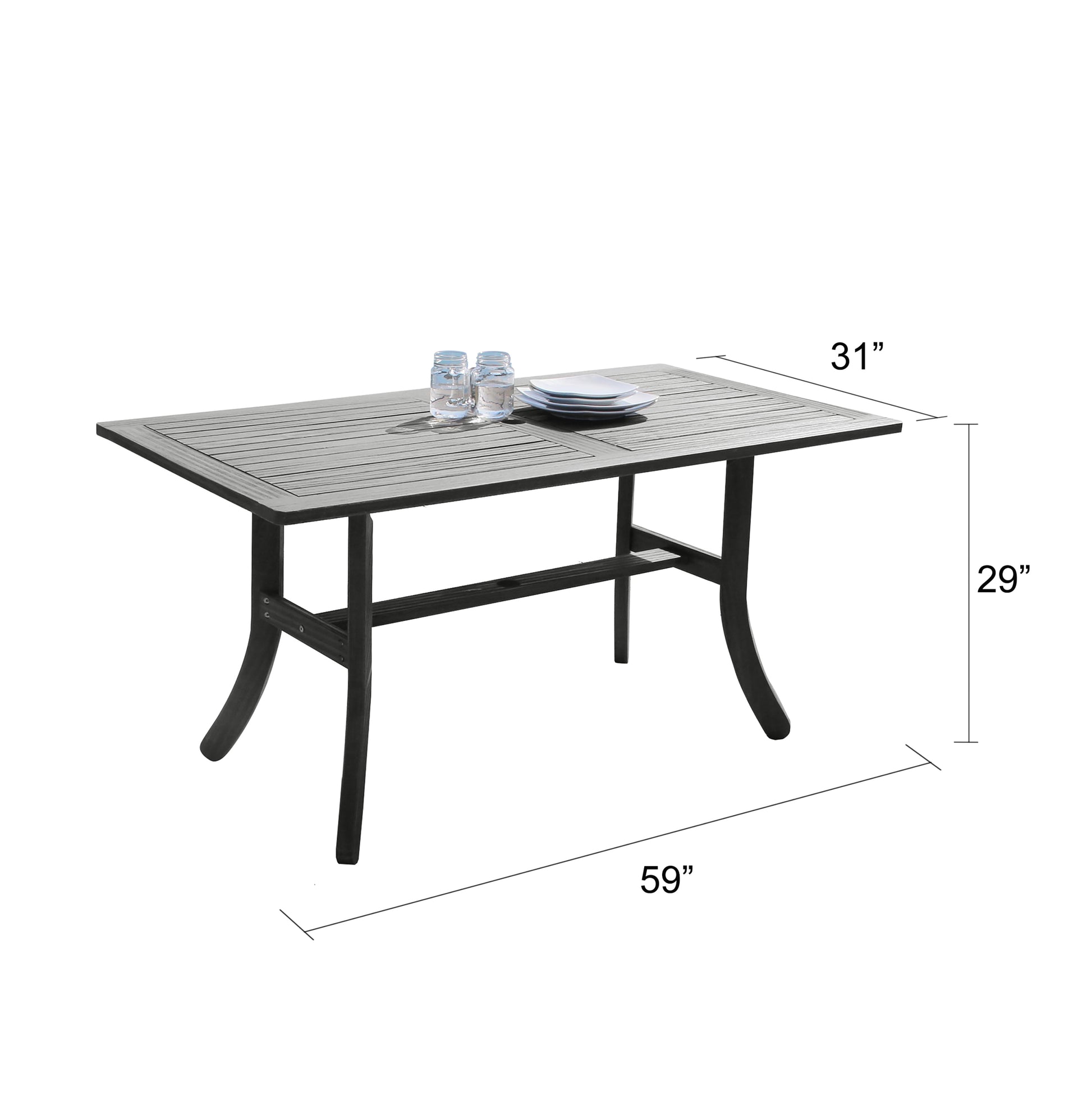 Renaissance Outdoor Patio Hand Scraped Wood Rectangular Dining Table With Curvy Legs Teak Solid Wood