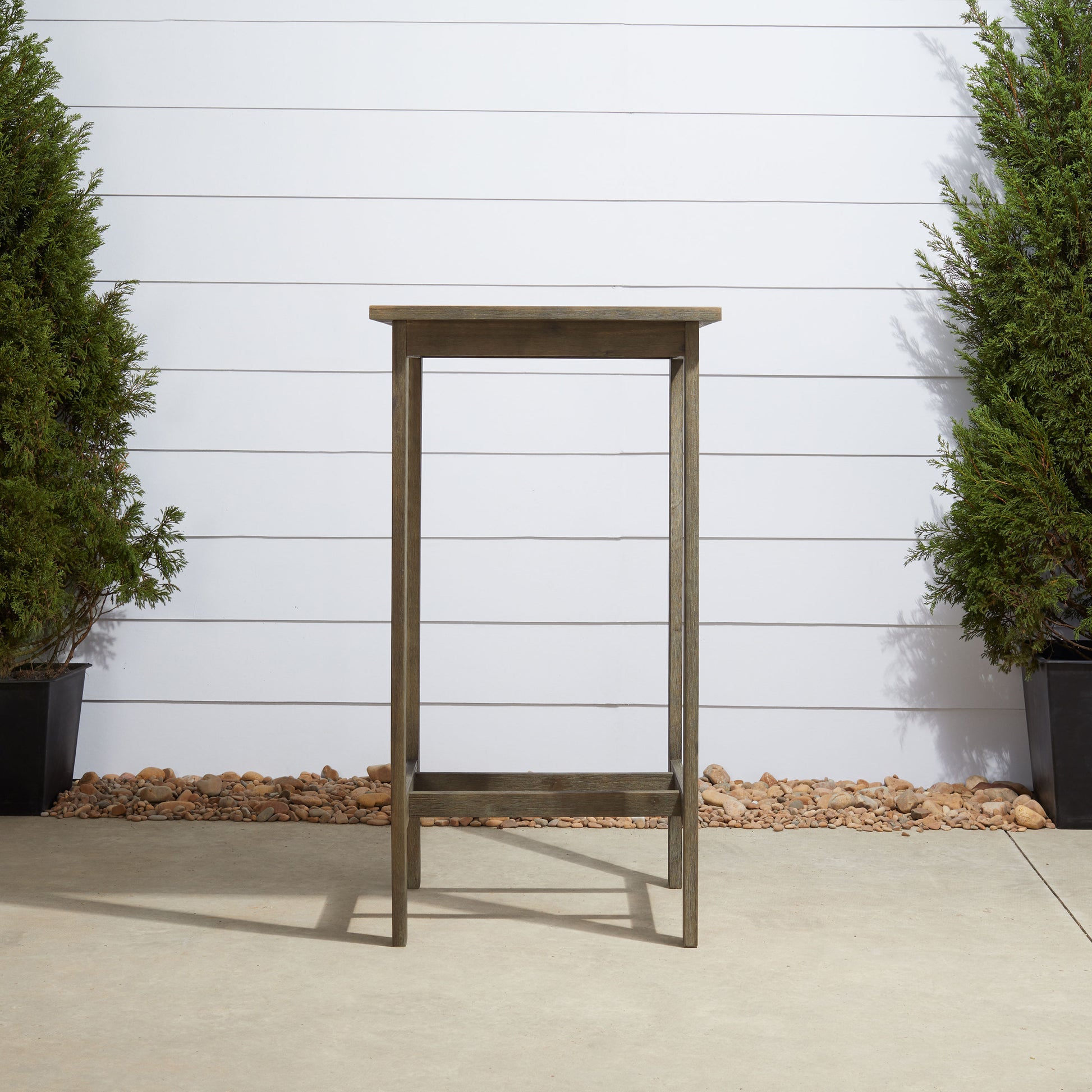 Renaissance Outdoor Patio Hand Scraped Wood Bar Table Teak Solid Wood