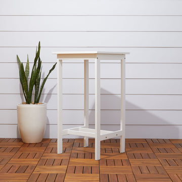 Bradley Outdoor Bar Table In White Teak Solid Wood