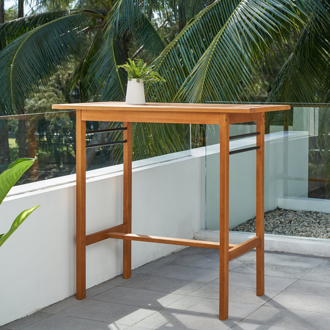 Gloucester Contemporary Patio Wood Bar Table Teak Solid Wood