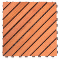 Outdoor Patio 12 Diagonal Slat Eucalyptus Interlocking Deck Tile Set Of 10 Tiles Brown Solid Wood