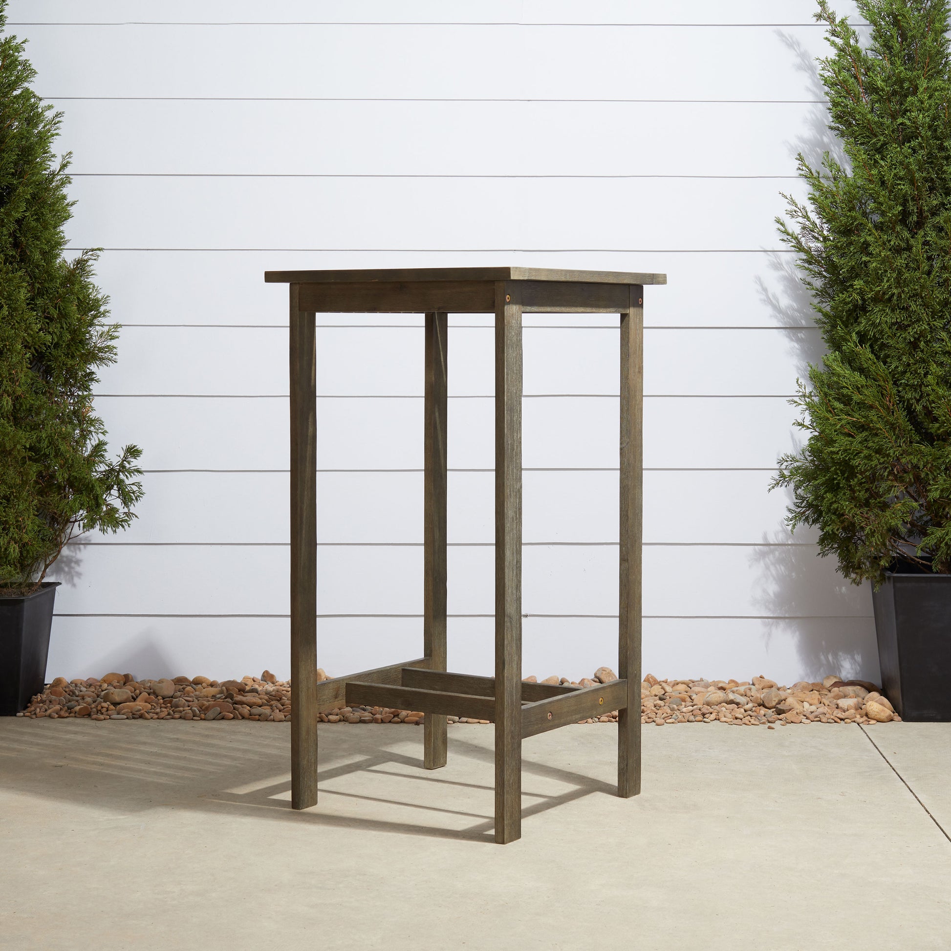 Renaissance Outdoor Patio Hand Scraped Wood Bar Table Teak Solid Wood
