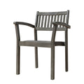Renaissance Outdoor Patio Hand Scraped Wood Stacking Armchair Set Of 2 Teak Solid Wood