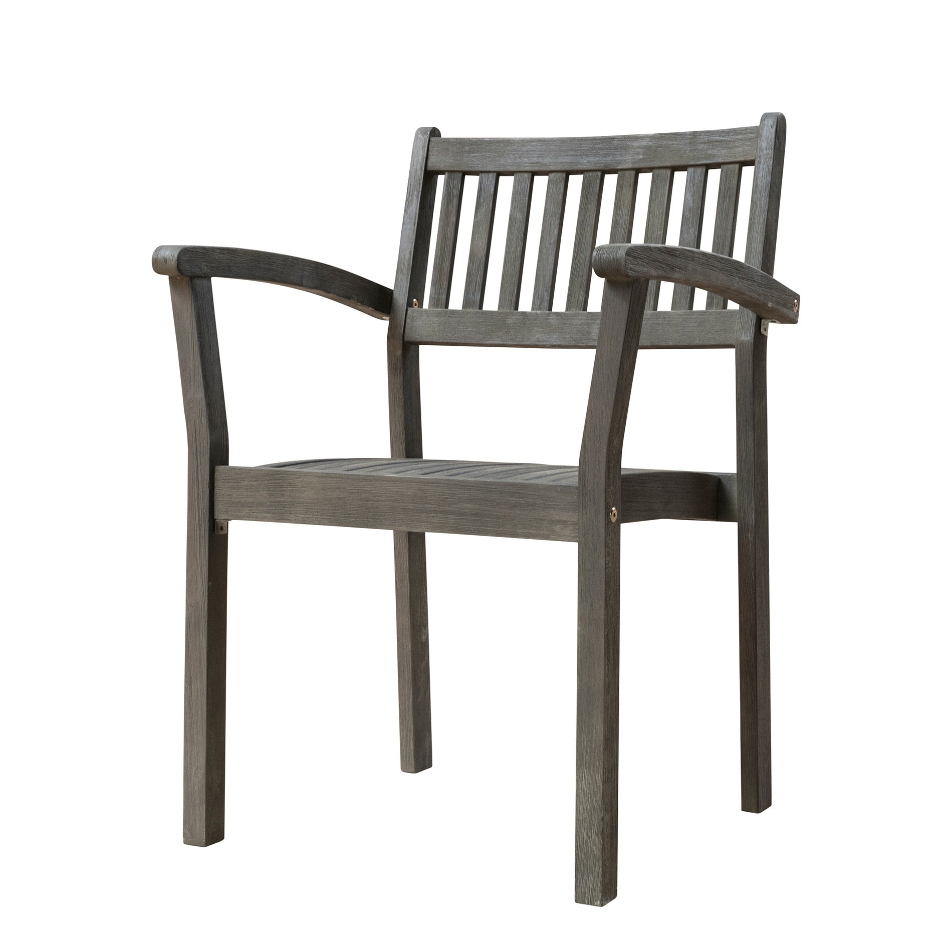 Renaissance Outdoor Patio Hand Scraped Wood Stacking Armchair Set Of 2 Teak Solid Wood