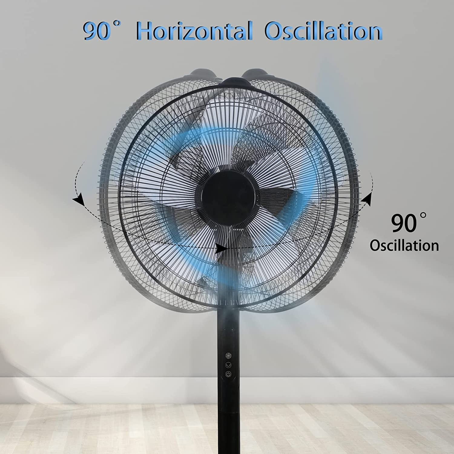 Simple Deluxe 14.5" Adjustable 12 Levels Speed Pedestal Stand Fan With Remote Control For Indoor, Home, Office And College Dorm Use, 90 Degree Horizontal Oscillating, 9 Hours Timer, 14.5 Inch, Black Black Plastic