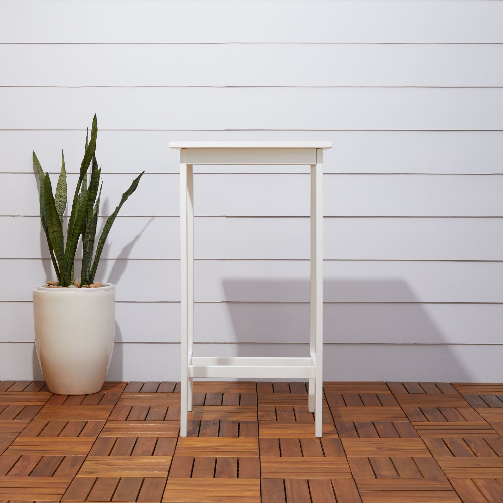 Bradley Outdoor Bar Table In White Teak Solid Wood