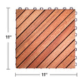 Outdoor Patio 12 Diagonal Slat Eucalyptus Interlocking Deck Tile Set Of 10 Tiles Brown Solid Wood