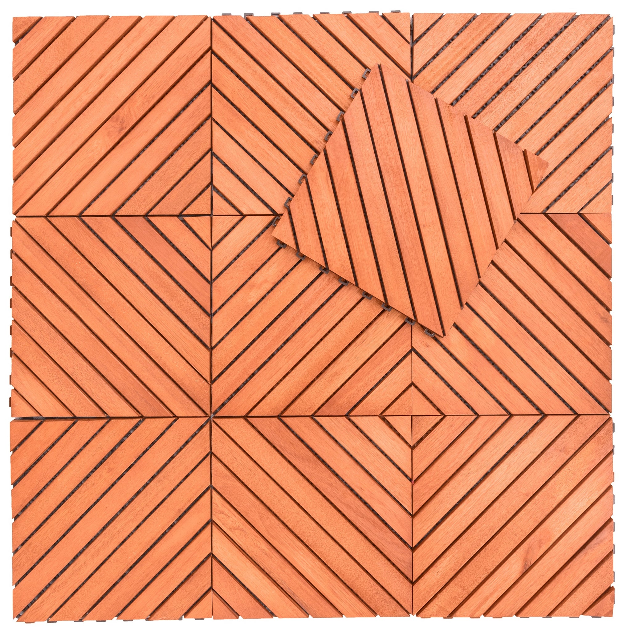 Outdoor Patio 12 Diagonal Slat Eucalyptus Interlocking Deck Tile Set Of 10 Tiles Brown Solid Wood