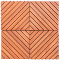 Outdoor Patio 12 Diagonal Slat Eucalyptus Interlocking Deck Tile Set Of 10 Tiles Brown Solid Wood