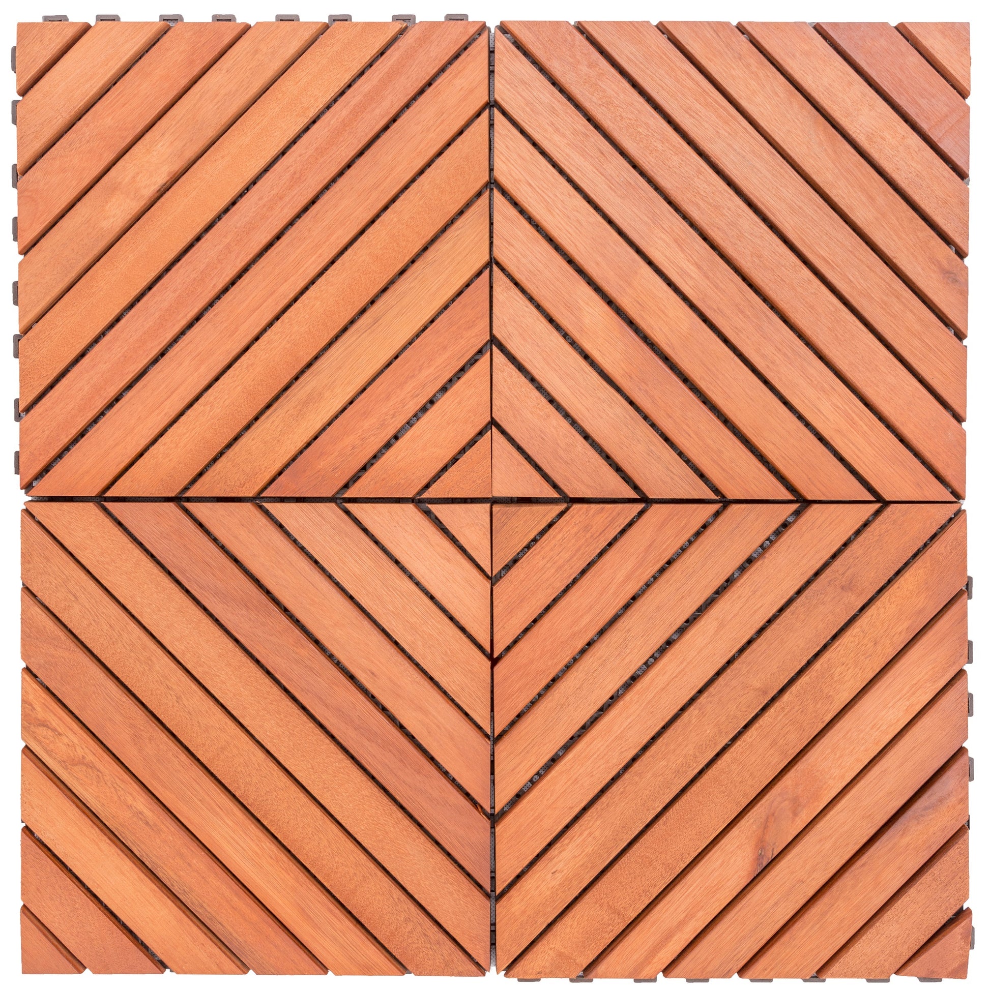 Outdoor Patio 12 Diagonal Slat Eucalyptus Interlocking Deck Tile Set Of 10 Tiles Brown Solid Wood