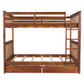 Full Over Full Bunk Bed With Ladders And Two Storage Drawers Walnut Old Sku:Lt000365Aad Walnut Solid Wood